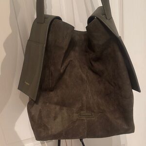 Green brown tote crossbody hobo bag